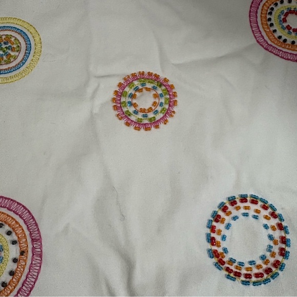 Bamboo Traders White Mini Skirt Beaded Circles Sz 12 Cotton Tropical Retro Y2K - Picture 6 of 8